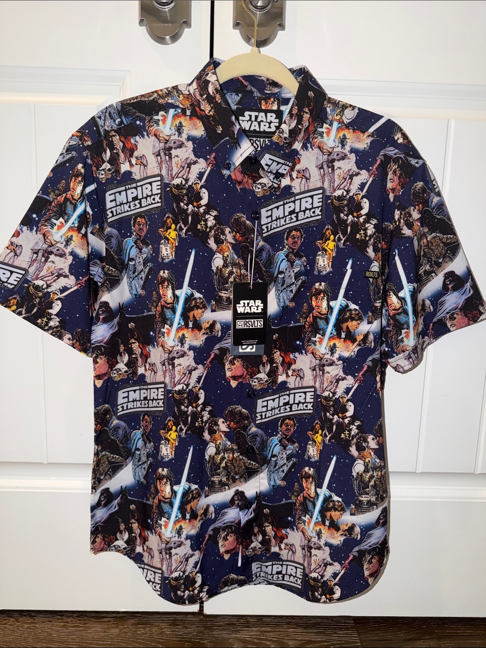 RSVLTS Navy Star Wars Empire Strikes Back Collage Button-Up Shirt